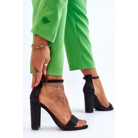 Sandales À Talons Hauts Pour Femmes Avec Zircons Noir Idéaliste le noir 2