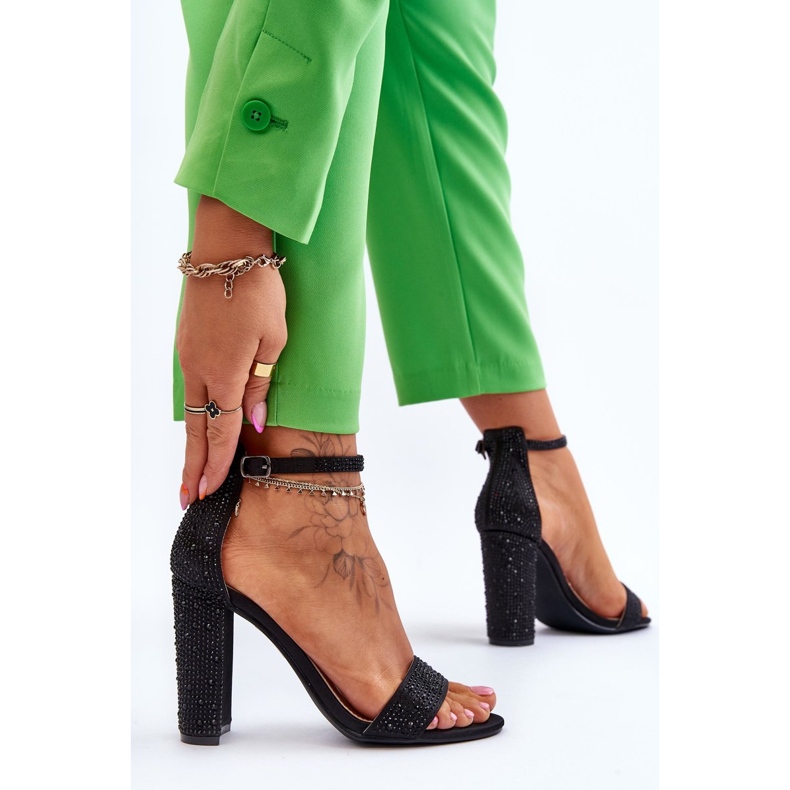 Sandales À Talons Hauts Pour Femmes Avec Zircons Noir Idéaliste 2