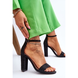 Sandales À Talons Hauts Pour Femmes Avec Zircons Noir Idéaliste le noir 5