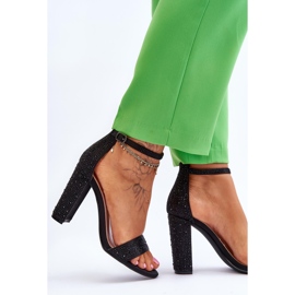 Sandales À Talons Hauts Pour Femmes Avec Zircons Noir Idéaliste le noir 3