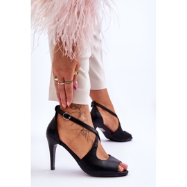 Sandales en cuir à la mode sur un talon Sergio Leone SK429 Noir le noir 4