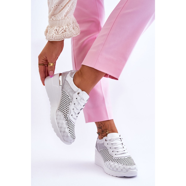 S.Barski Baskets Femme Cuir Ajouré Blanc Virginia blanche 2 S.Barski Baskets Femme Cuir Ajouré Blanc Virginia blanche 2