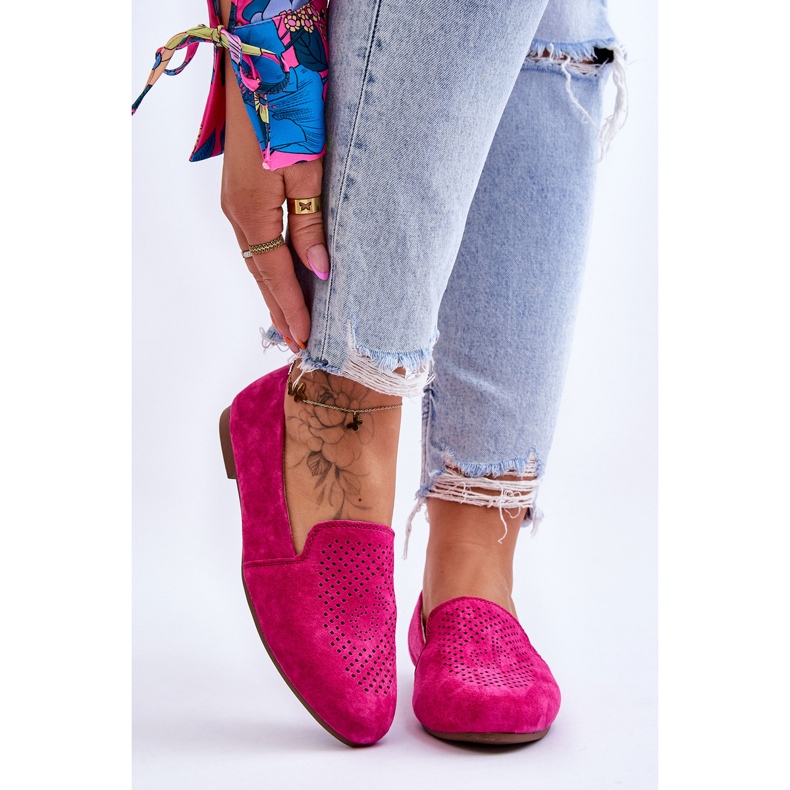 S.Barski Mocassins Confortables Daim Fuchsia Giovana rose 1