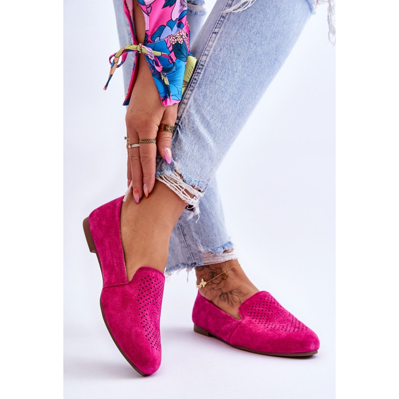 S.Barski Mocassins Confortables Daim Fuchsia Giovana rose 2