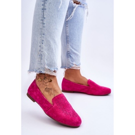 S.Barski Mocassins Confortables Daim Fuchsia Giovana rose 3