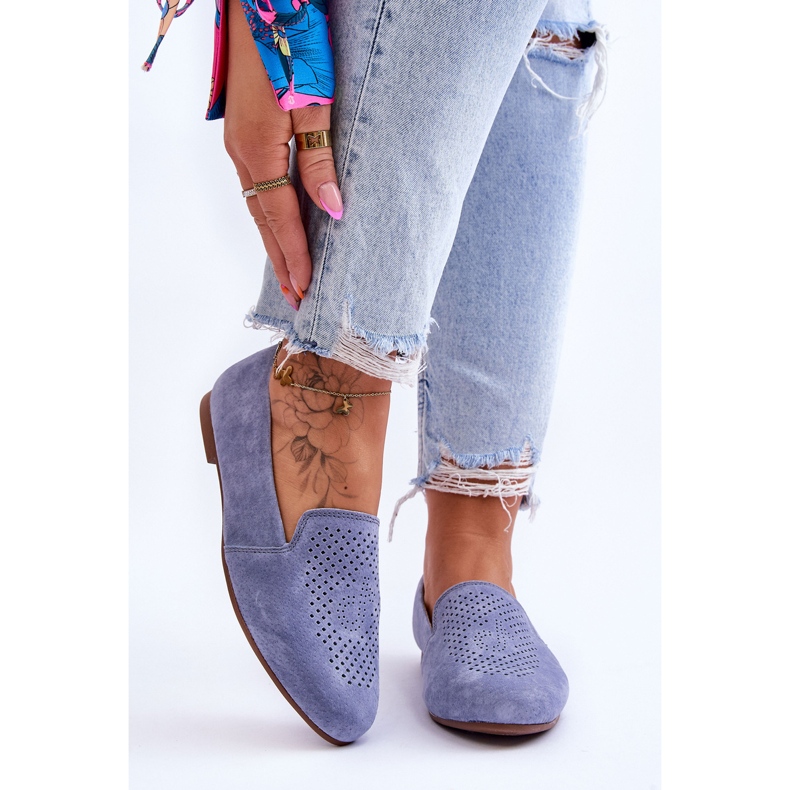 S.Barski Mocassins Giovana bleus confortables en daim 2