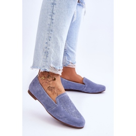 S.Barski Mocassins Giovana bleus confortables en daim 4
