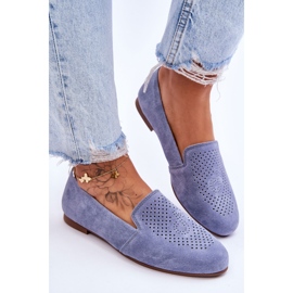 S.Barski Mocassins Giovana bleus confortables en daim 5