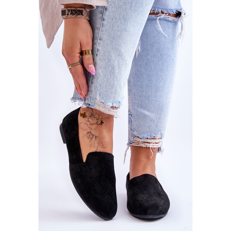 S.Barski Mocassins Confortables Daim Noir Giovana 1