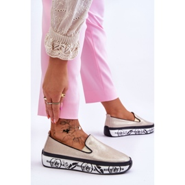 S.Barski Baskets à enfiler en cuir pour femmes Doré Ottavia 2