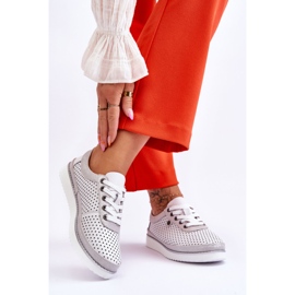 S.Barski Chaussures de sport ajourées en cuir à la mode blanches et argentées Cantare 2 S.Barski Chaussures de sport ajourées en cuir à la mode blanches et argentées Cantare 2