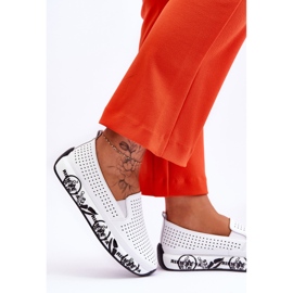 S.Barski Baskets Slip-On Ajourées en Cuir Blanc Gedra blanche 4