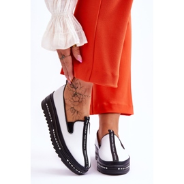 S.Barski Baskets à enfiler en cuir pour femmes Blanc Nathalie blanche 1