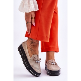 S.Barski Baskets en cuir à enfiler pour femmes Corbeau or brillant d'or 1