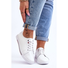 S.Barski Baskets en Cuir pour Femme Blanc Renes 1