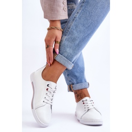 S.Barski Baskets en Cuir pour Femme Blanc Renes 2