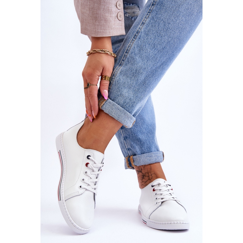 S.Barski Baskets en Cuir pour Femme Blanc Renes 2