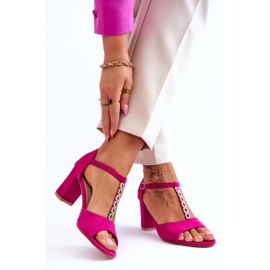 S.Barski Sandales à talon en daim pour femmes Florines fuchsia rose 2