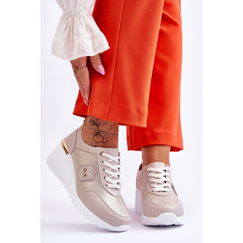 S.Barski Baskets compensées en cuir pour femmes Doré Beatris 1