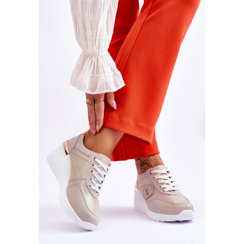 S.Barski Baskets compensées en cuir pour femmes Doré Beatris 2