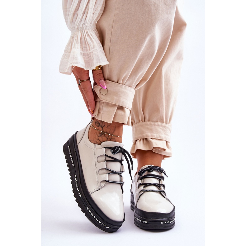 S.Barski Chaussures de sport Chantal Beige Laquées 1