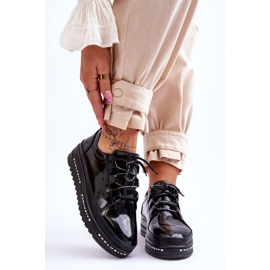 S.Barski Baskets en cuir verni noires Chantal le noir 1