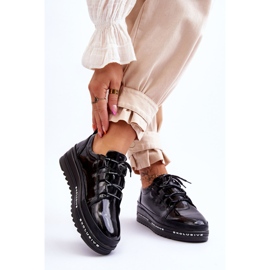 S.Barski Baskets en cuir verni noires Chantal le noir 2