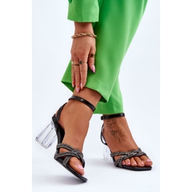 S.Barski Sandales Sur Une Barre Transparente Noir Randy 2