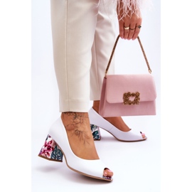 Lewski Shoes Escarpins En Cuir Avec Talon Décoratif Leski Shoes 2608/K Pois Blancs blanche 2