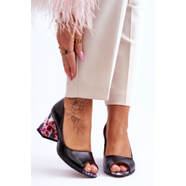 Lewski Shoes Escarpins En Cuir Avec Talon Décoratif Leski Shoes 2608/K Noir 1