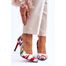 Lewski Shoes Chaussures à talons hauts en cuir à la mode Leski 2659 blanc et rouge 1