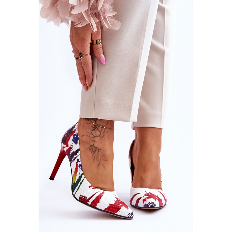 Lewski Shoes Chaussures à talons hauts en cuir à la mode Leski 2659 blanc et rouge 1