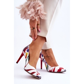 Lewski Shoes Chaussures à talons hauts en cuir à la mode Leski 2659 blanc et rouge 2