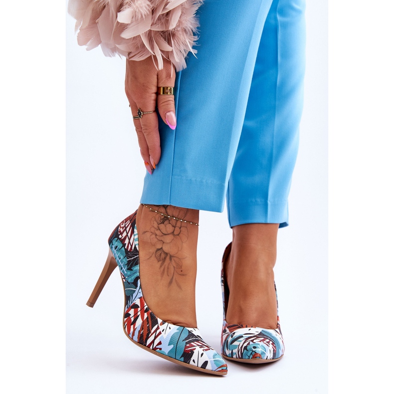 Lewski Shoes Chaussures Leski à Talons Hauts en Cuir à la Mode 2659 Vert-Bleu multicolore 1