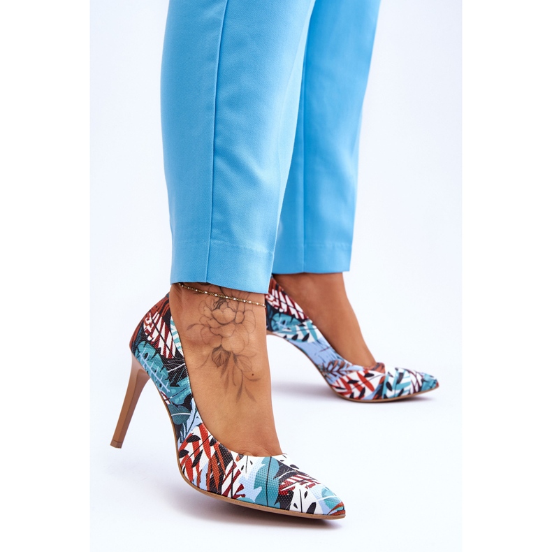 Lewski Shoes Chaussures Leski à Talons Hauts en Cuir à la Mode 2659 Vert-Bleu multicolore 2