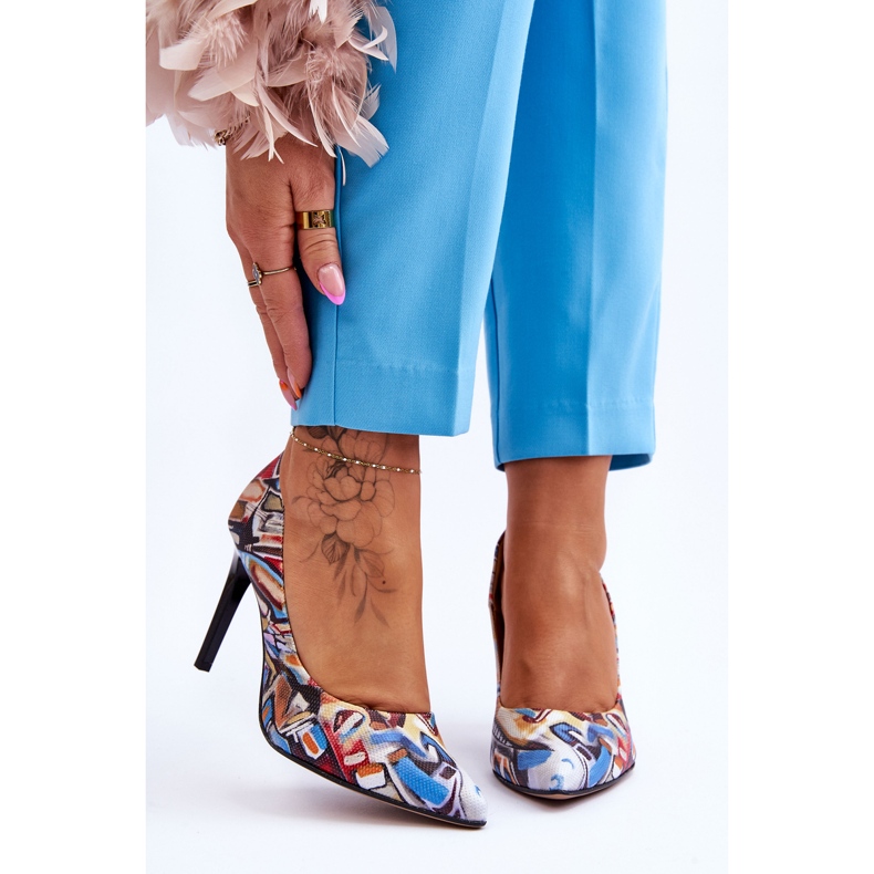 Lewski Shoes Chaussures à talons hauts en cuir à la mode Lewski 2659 noir et bleu multicolore 1