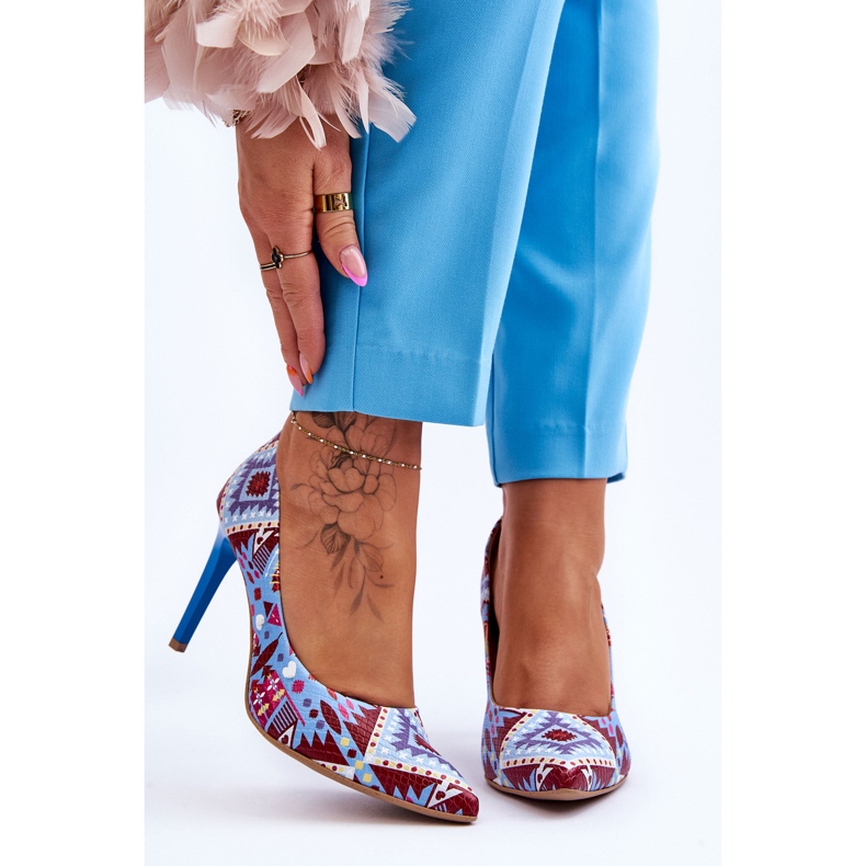 Lewski Shoes Chaussures Leski à Talons Hauts en Cuir à la Mode 2659 Bleu-Rouge multicolore 1