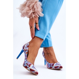 Lewski Shoes Chaussures Leski à Talons Hauts en Cuir à la Mode 2659 Bleu-Rouge multicolore 2