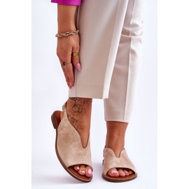 Sandales en daim pour femmes Lewski Shoes 3220/X Beige 1