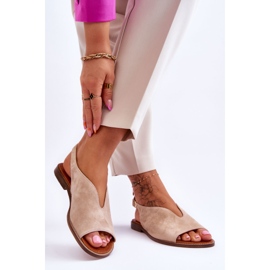 Sandales en daim pour femmes Lewski Shoes 3220/X Beige 2