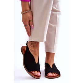 Sandales en Daim pour Femme Lewski Shoes 3220/X Noir 1