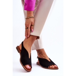 Sandales en Daim pour Femme Lewski Shoes 3220/X Noir 2