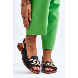 Sandales en cuir pour femmes Lewski Shoes 3230 Black Peas noir 1