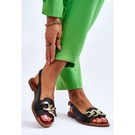 Sandales en cuir pour femmes Lewski Shoes 3230 Black Peas noir 2