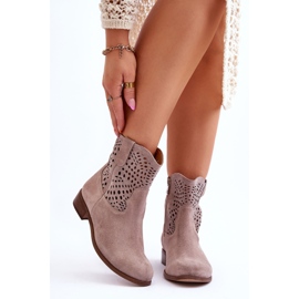 Lewski Shoes Bottes Femme Daim Ajouré Leski Shoes 3301 Cappuccino brun 1