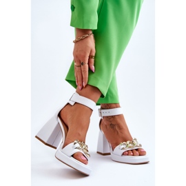 Lewski Shoes Sandales en Daim pour Femme à Talons Massifs Leewski Shoes 3207 Blanc blanche 2