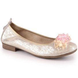Ballerines femme en cuir à talons bas et cristaux dorés Filippo DP4527 d'or 2