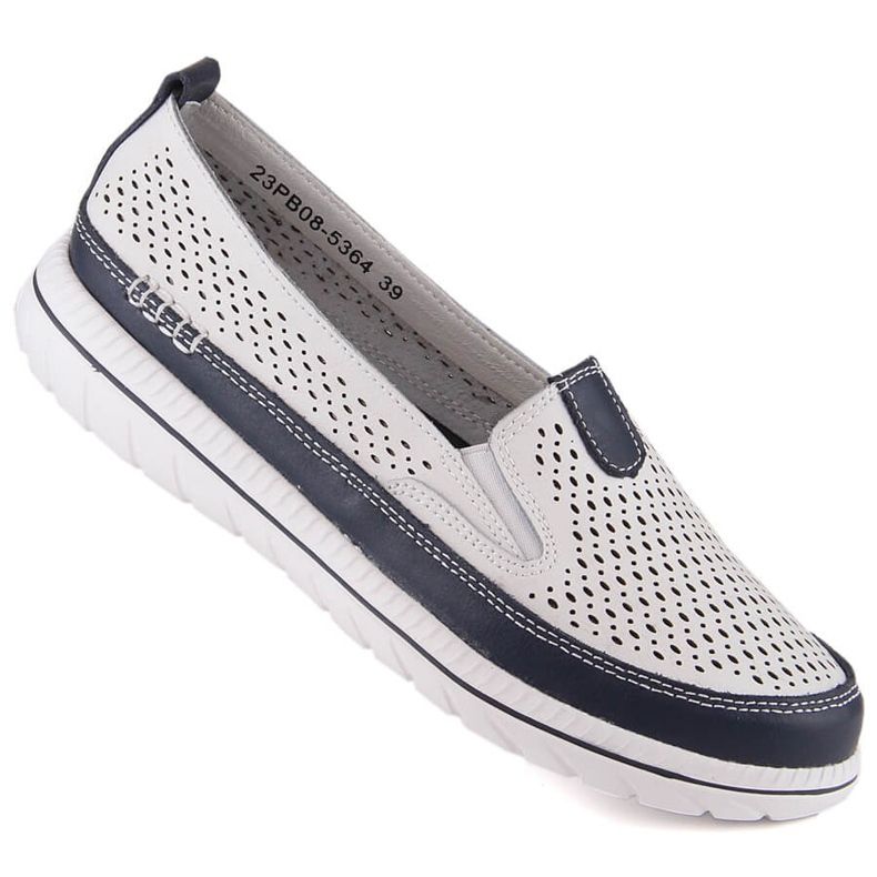 Chaussures à enfiler confortables en cuir pour femmes blanches eVento 5364 1