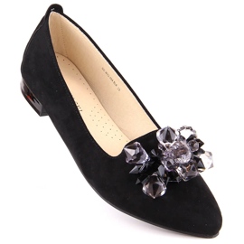 Ballerines femme en daim noir avec cristaux T.Sokolski W23-464 le noir 2