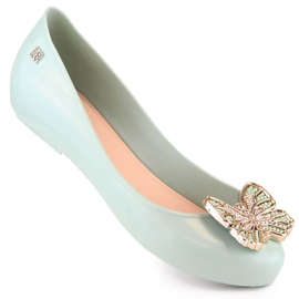 Ballerines élastiques parfumées confortables avec un papillon vert Zaxy LL285017 1